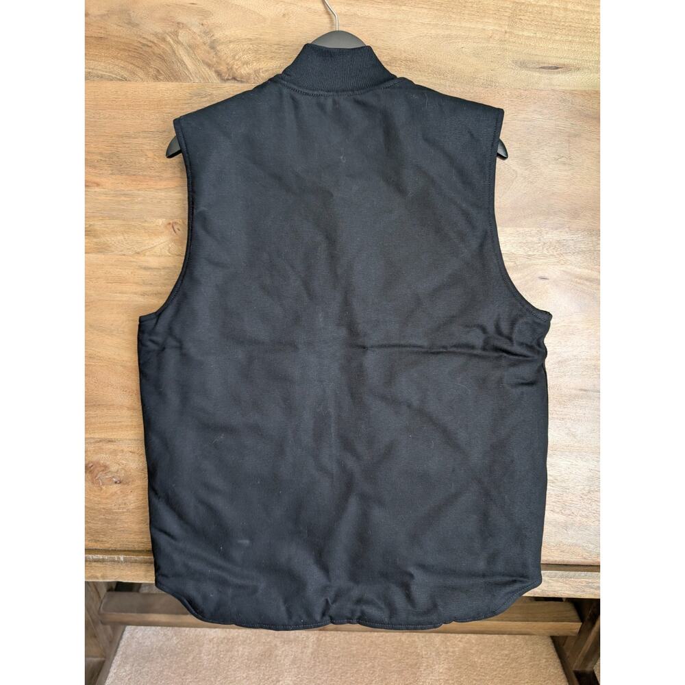 NWT Carhartt Firm Duck Insulated Vest Mens M Black Relaxed Rib Collar Full Zip - Picture 2 of 6